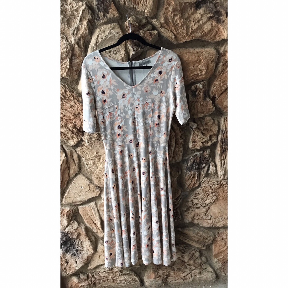 Downeast Dress Floral Gray